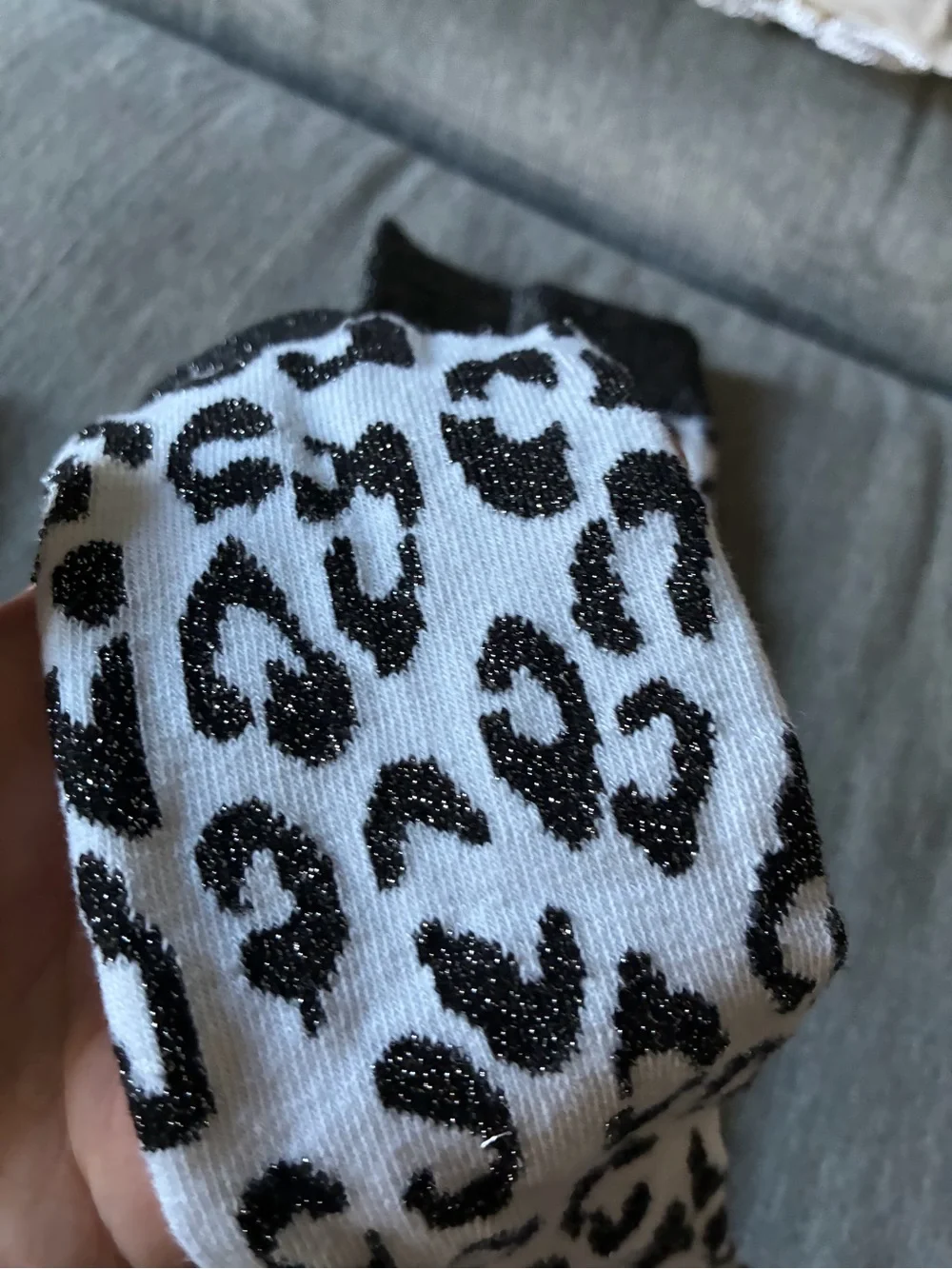 VS Pink Sparkle Black & White Leopard Crew Socks - Pack of 2